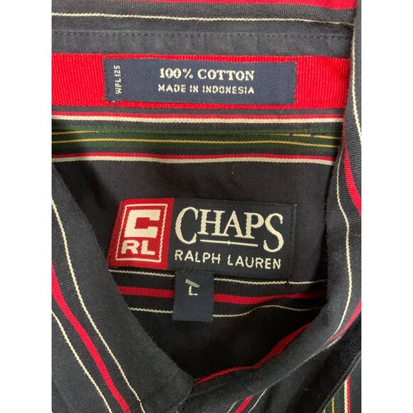 Chaps Ralph Lauren Men’s L Long Sleeve Button-down Shirt Cotton Blue with Stripe - Picture 5 of 7